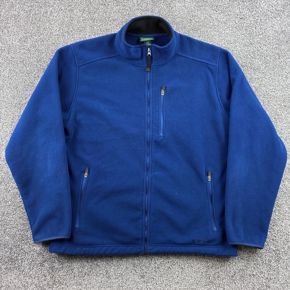 L.L. Bean Fleece Jacket Men Large Blue Full Zip Outdoor Hiking 0FJM3